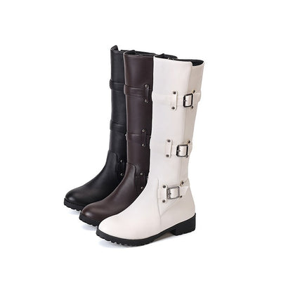 Belt Buckle Knee High Boots for Women (Sizes 40-48)