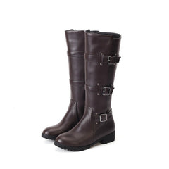 Belt Buckle Knee High Boots for Women (Sizes 40-48)